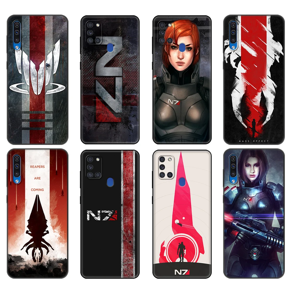 Черный чехол из TPU для Samsung Galaxy A50 50S A30S A10 A01 A11 A21S A31 A41 A51 A71 M21 M30S S10 LITE с принтом Mass Effect N7.