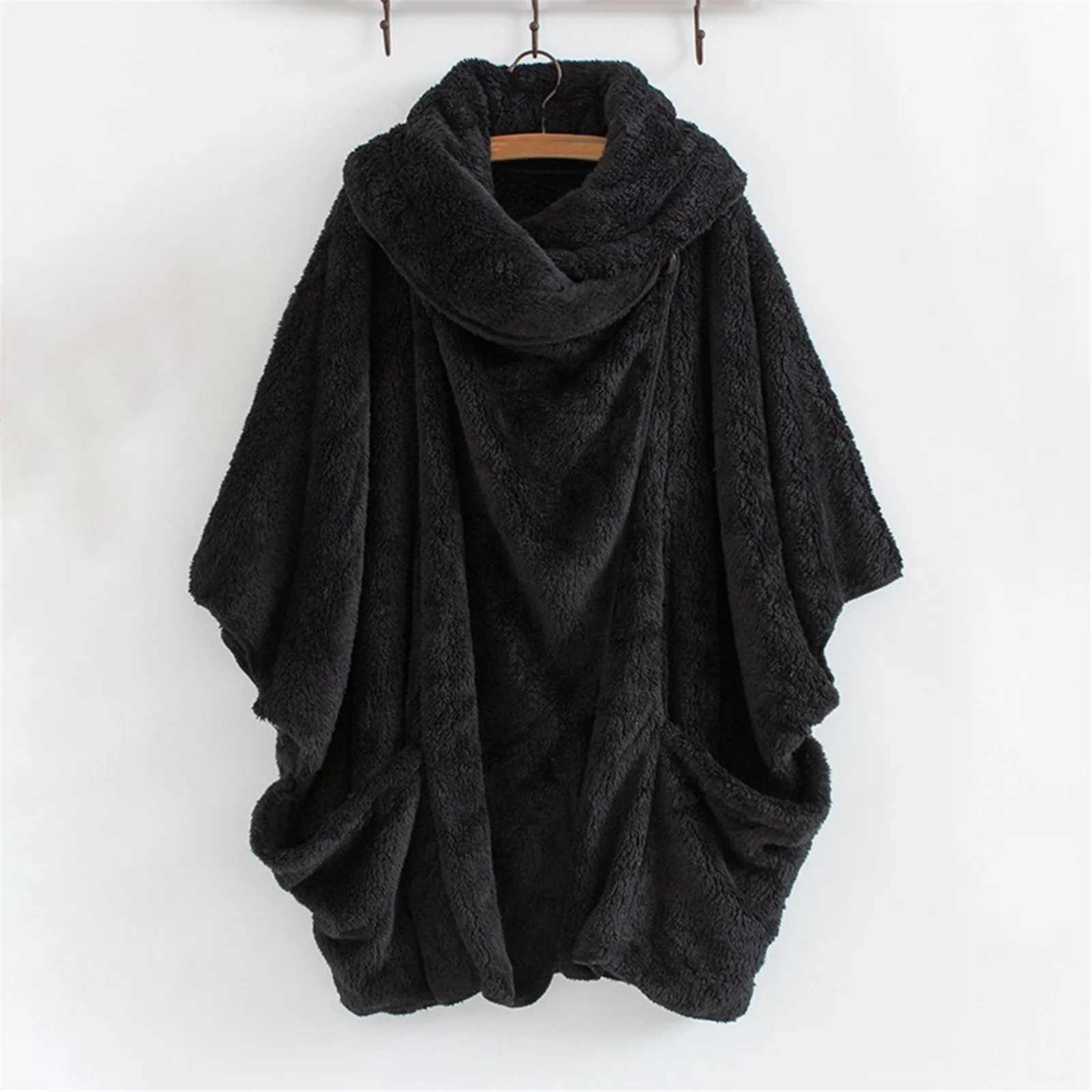 Женская вязаная накидка-пончо Модный пуловер классический однотонный жакет из