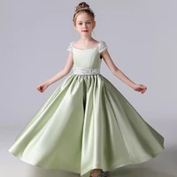 real photos elegant satin girl birthday party princess gowns vintage flower girl dresses formal communion dress for kids