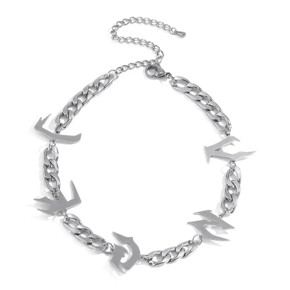 

HANGZHI 2020 New Simple necklace Exaggerated Personality Shaped Letter Necklace For Women Girls Men Party Jewelry Gifts