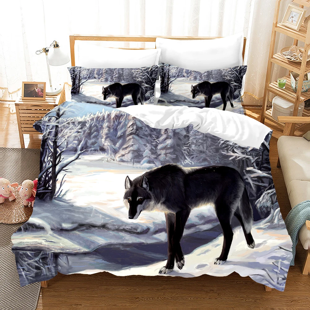 Комплект постельного белья с изображением животных волков | Дом и сад