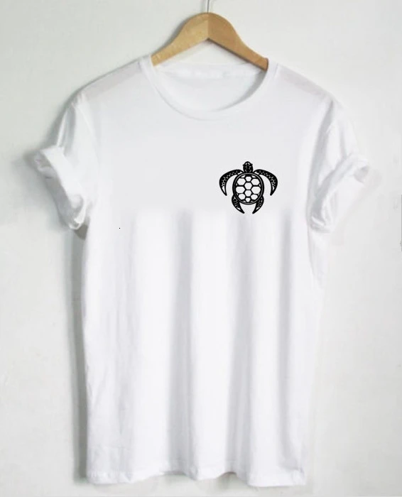 

Animal Sea Turtle Pocket Print Women Tshirts Cotton Casual Funny t Shirt For Lady Top Harajuku kawaii grunge tumblr Tees- K125