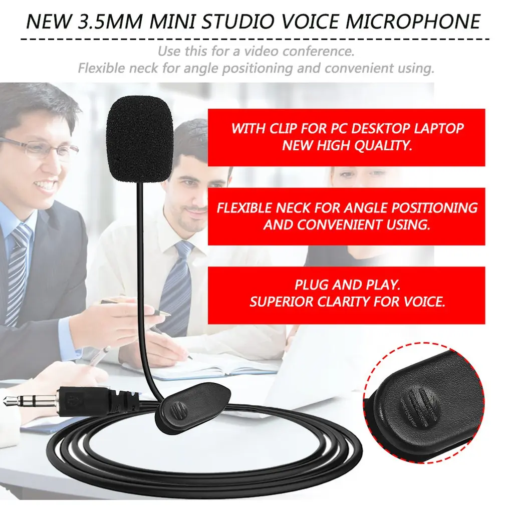 1 шт. 3 5 мм мини студийный речевой микрофон Hands Free Clip on для компьютера ПК ноутбука