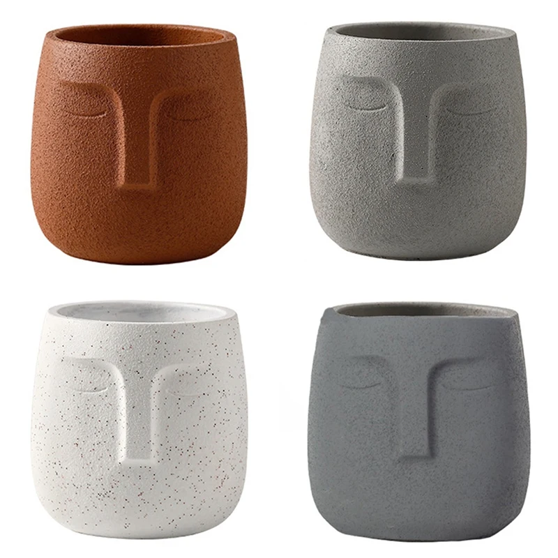

HOT-Human Face Ceramic Flowerpot Nordic Plant Pot Green Bonsai Interior Decoration Home Indoor Outdoor Decor