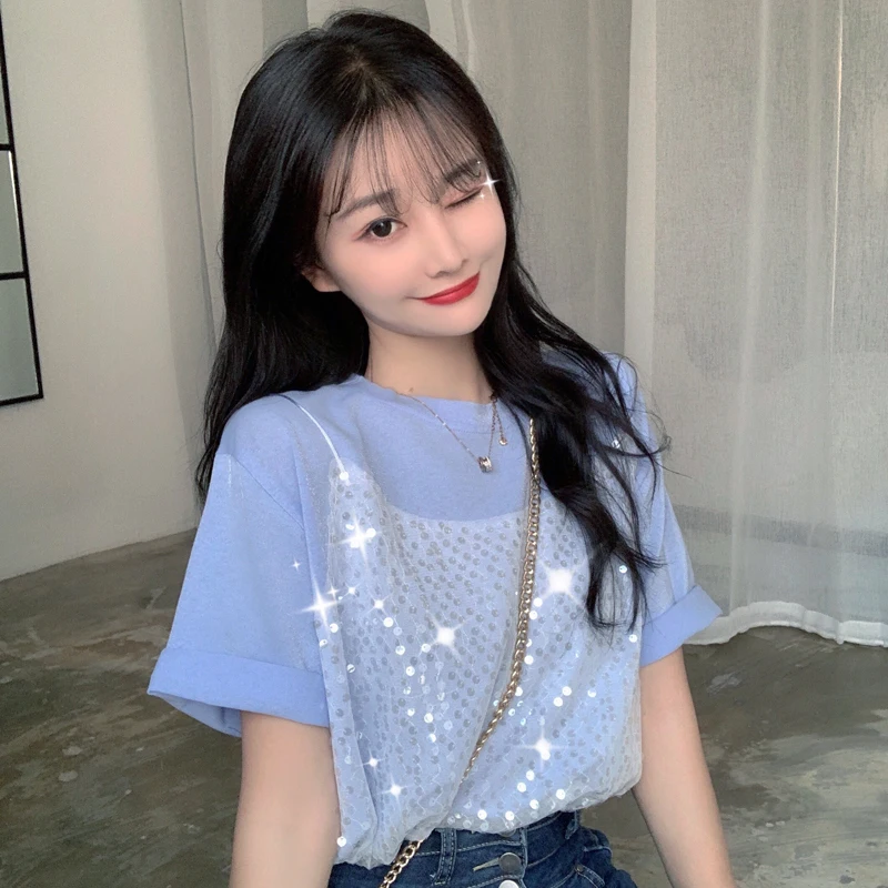 Летние женские онлайн с красным расшитым блестками чувство дизайна фальш