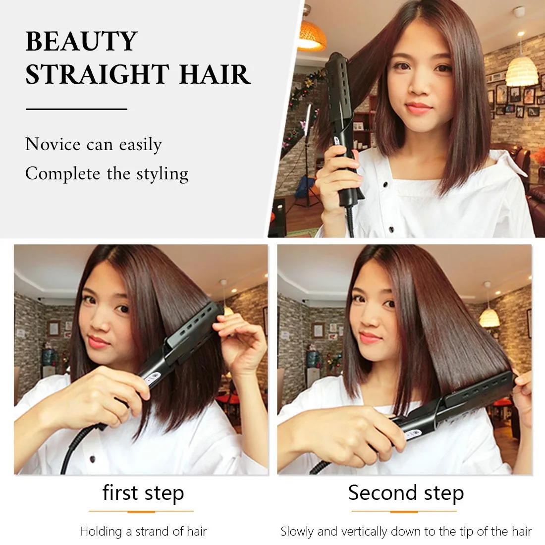 

Hair Straightener Tourmaline Ionic 4 Gear Temperature Adjustment Ceramic Flat Curling Iron Hair curler Professional Hair Styling