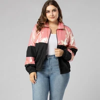 doib women patchwork sports jackets black pink coloring zipper loose casual coat 2020 autumn winter plus size jacket