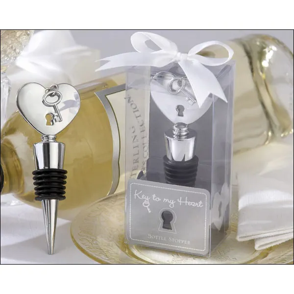 Recuerdos de boda, regalos y regalos para invitados, suministros de fiesta, llave de mi coraz&oacute;n, tap&oacute;n de botella de vino, regalos de promoci&oacute;n, Favor 60 unids/lote-0