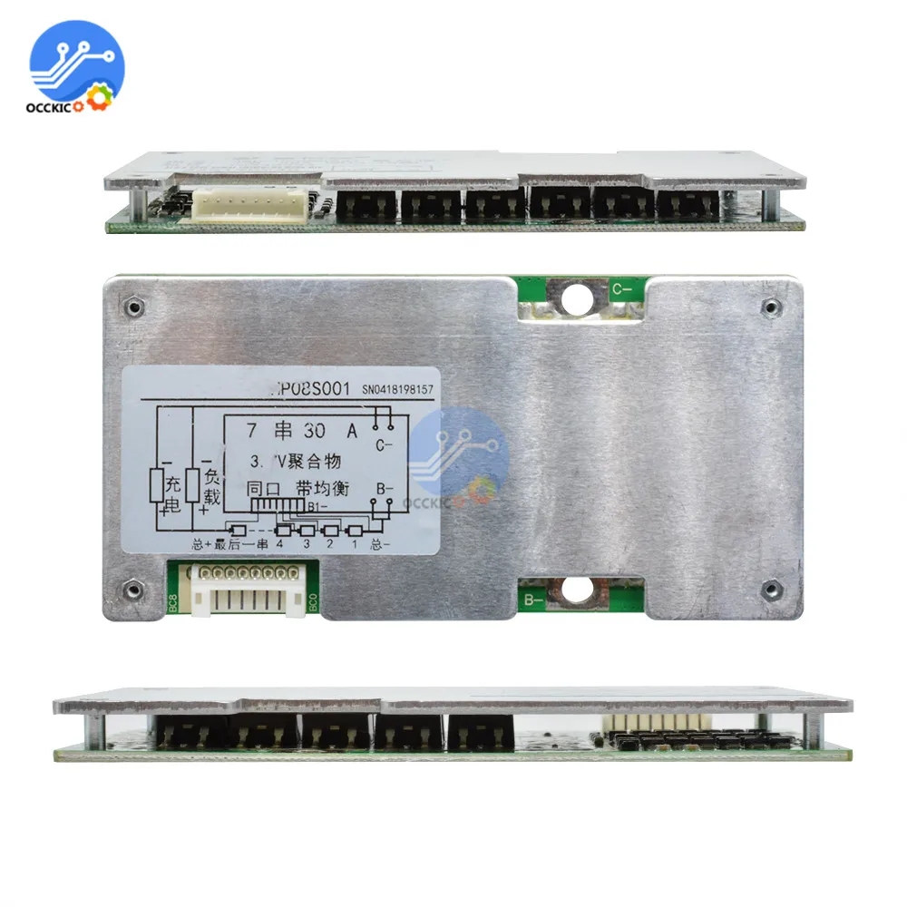 BMS 7S 24V 30A 18650 литиевая батарея Защитная плата балансировка тока Lipo Li Ion PCB Atmega