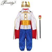 kids boys halloween cosplay dress up medieval king costume prince cloak crown scepter set carnival roleplay party outfit