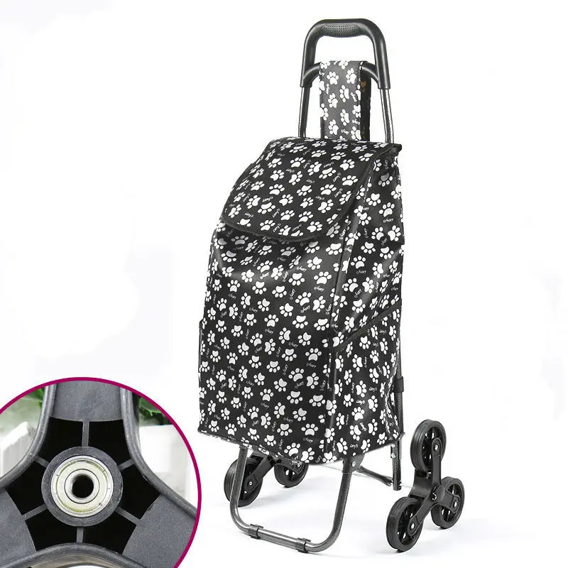 Складная корзина для покупок с колесом утолщенная удочка багажная тележка