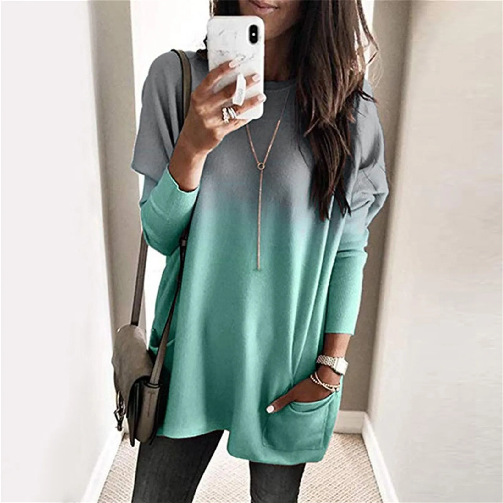 Женская зимняя длинная футболка с длинным рукавом Размеры d | одежда