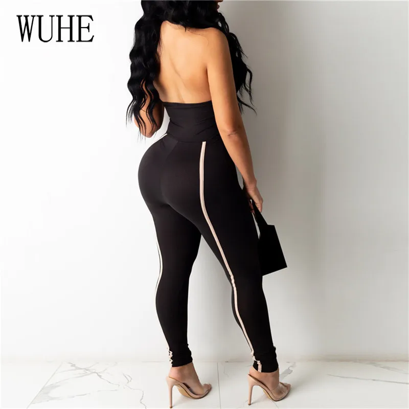 

YEYA Streetwear Jumpsuits Deep V Neck Halter Off Shoulder Cross Lace Up Package Hip Sleeveless Open Back Bandage Nightclub Wear