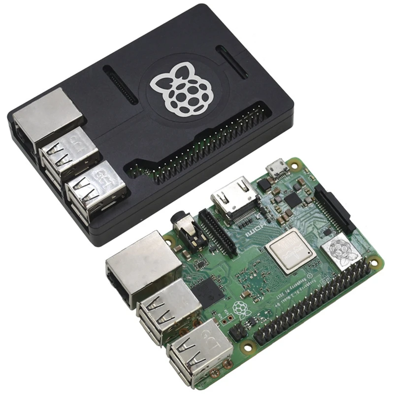 Raspberry Pi 3 Model B + чехол Черный ЧПУ Алюминий ультра-тонкий металлический корпус с 4