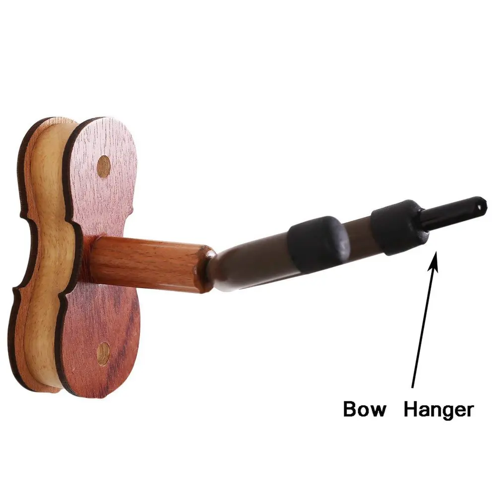 

High Quality Wall Mount Violin Fiddle Viola Hanger Hook Keeper with Bow Holder Rubber Cushion Wood Base