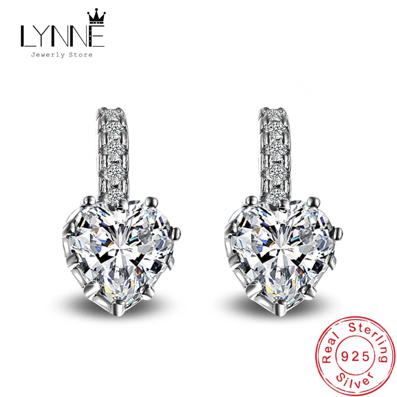 Новые модные серьги кольца с цирконом в форме сердца AAA из стерлингового серебра