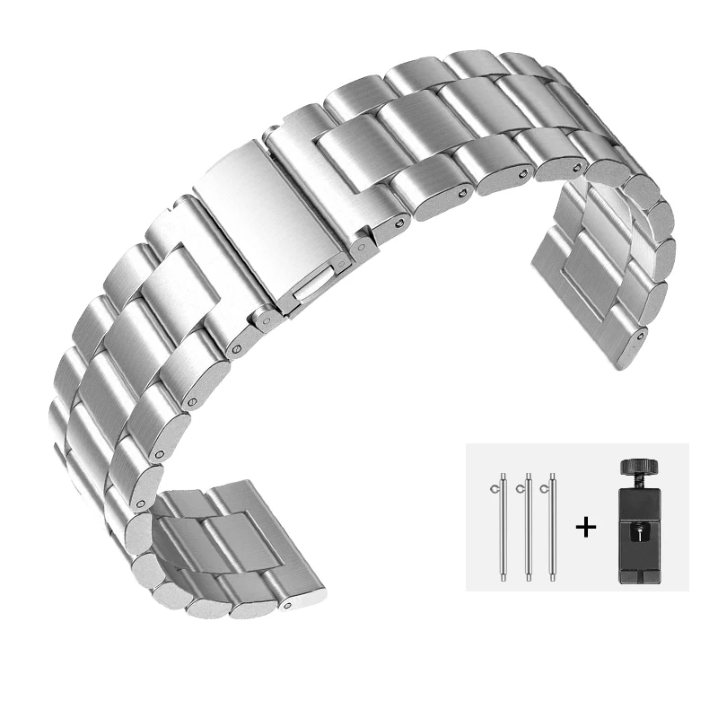Silver 18мм 20мм 22мм Ремешок для часов из нержавеющей стали Для AMAZFIT Pace/ Amazfit Stratos Pace 2 / 2s / Умные часы GTR / GTS Amazfit Ссылка браслет для замены ремня Gear S2 для мужских женских часов - Цвет: Silver