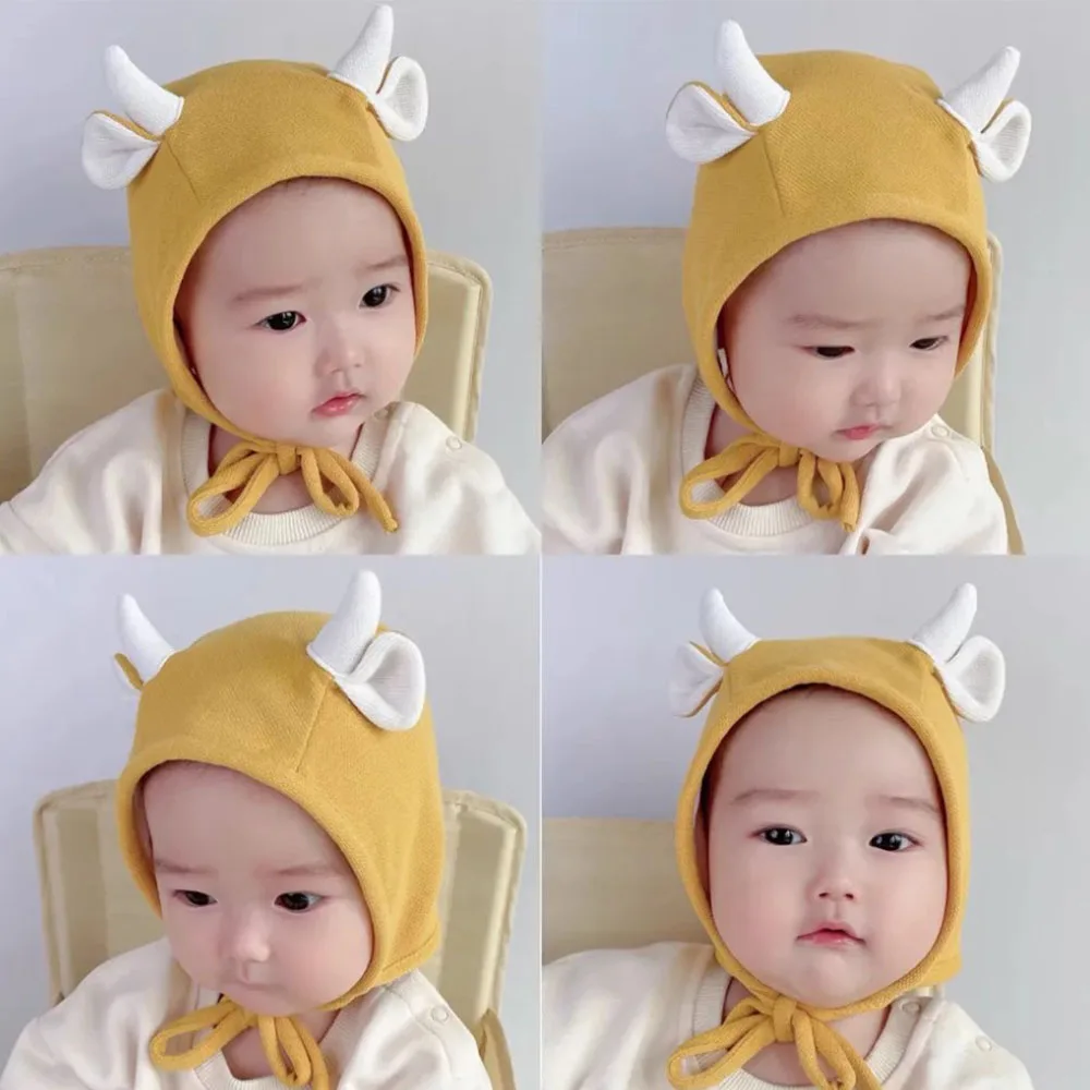 

Newborn Baby Hat Bonnet Ultra Soft Cotton Infant Toddler Cap Lovely Elk Ears Belt Beanie Hospital Hat