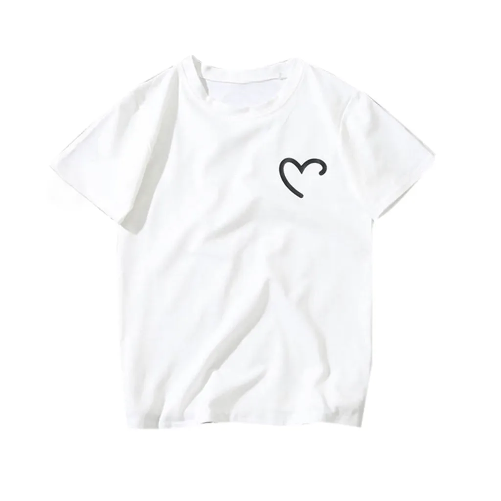 2019 простые пары футболка &quotВлюбленные&quot для Для женщин Повседневное Белый