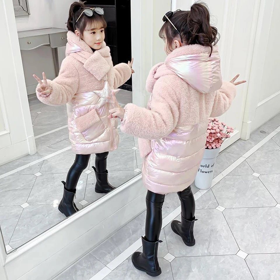 Зимнее пальто для девочек зимняя детская пуховая куртка Утепленное зимнее с