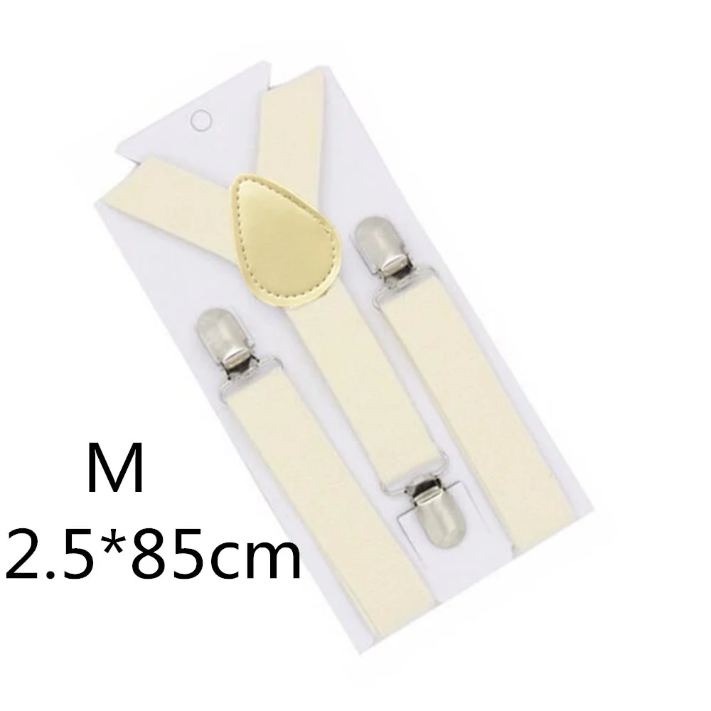 Ivory-85cm Однотонные подтяжки унисекс для детей и взрослых, для мужчин, женщин, мальчиков и девочек, эластичные регулируемые детские аксессуары-скобы, 5 размеров, для родителей и детей - Цвет: Ivory-85cm