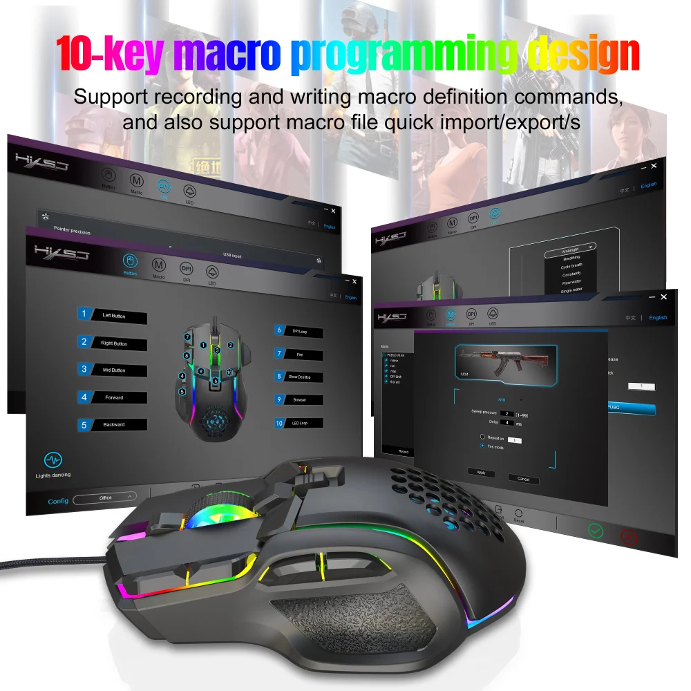 new 12800 dpi usb gaming mouse rgb backlight computer gamer 10 buttons programming wired mice gamer for laptop pc desktop free global shipping