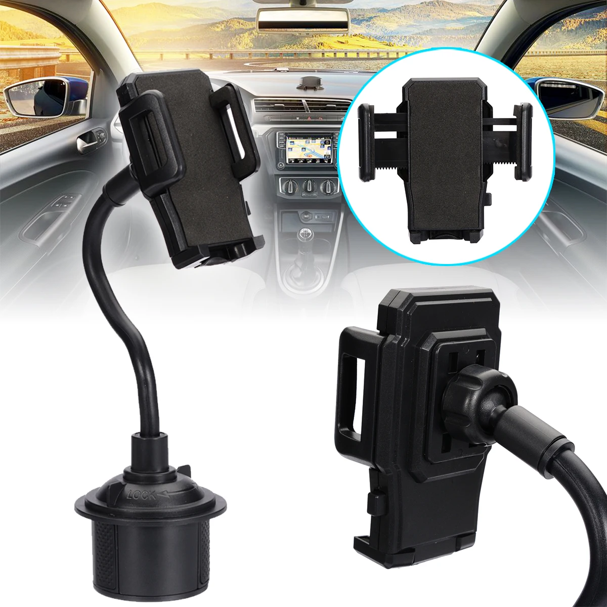 

360 градусов Регулируемый автомобильный держатель для чашки держатель Универсальный подходит для мобильных телефонов смартфон подставки а...