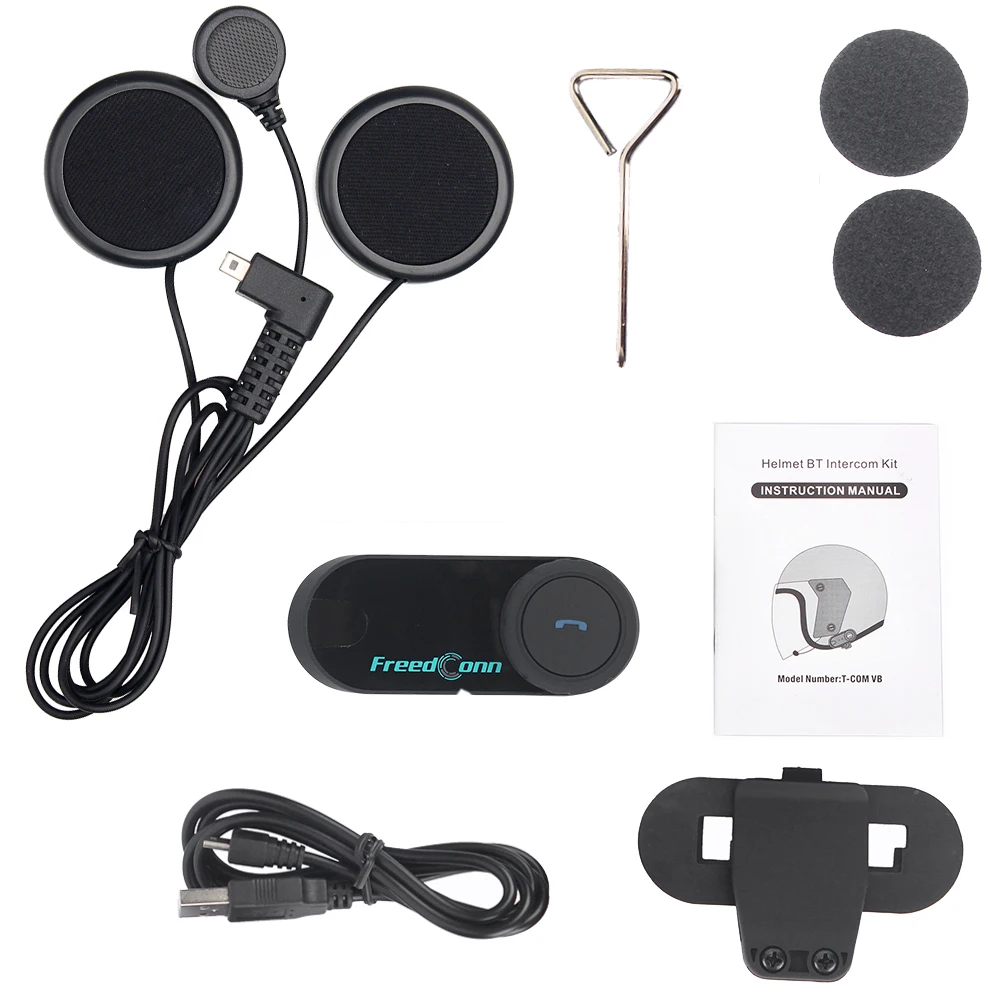 FreedConn T-COMVB мотоциклетный шлем Bluetooth Интерком 800 м BT интеркоммуникационная гарнитура с fm-радио