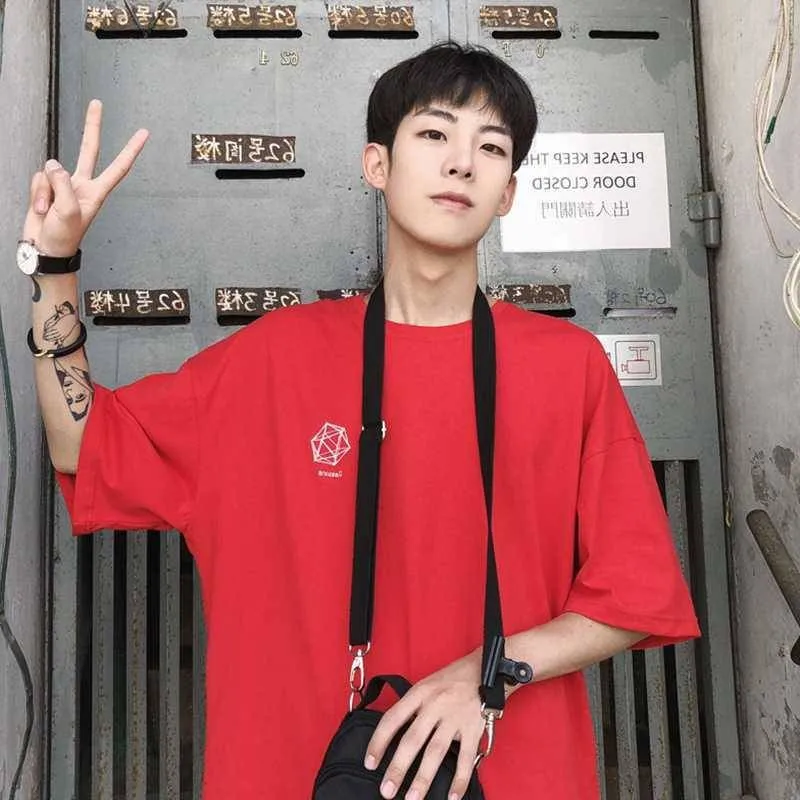 Футболка мужская с китайским принтом Повседневная рубашка коротким рукавом в