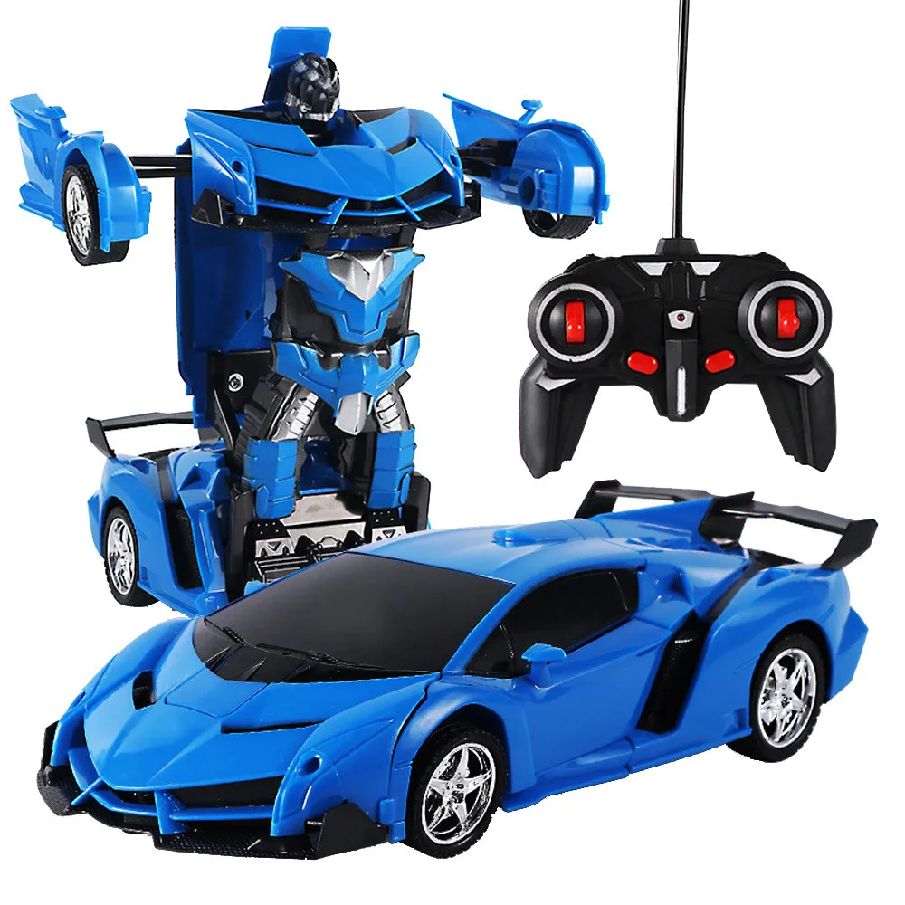 Blue Электрический пульт дистанционного управления RC автомобиль Вождение спортивные автомобили трансформации модели роботов пульт дистанционного управления автомобиль робот игрушки для детей - Цвет: Blue