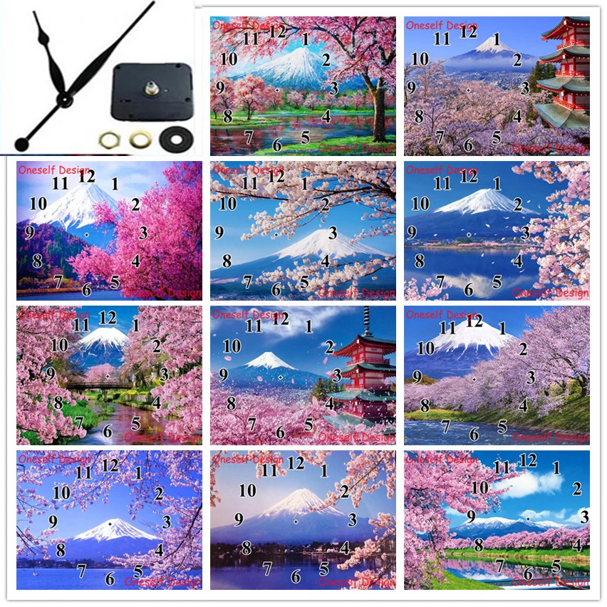

mountain 5d diamond painting with Mechanical clock 5d diamond embroidery clock diamond mosaic sale home decortion wall sticker
