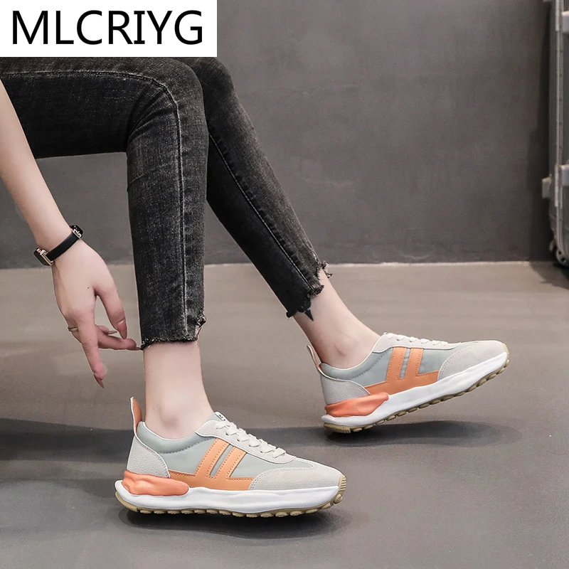 

2021 Spring New Women's Sneakers Thick-soled Increased Dad Shoes Women's Mesh Breathable Comfortable Casual Vulcanized Shoes