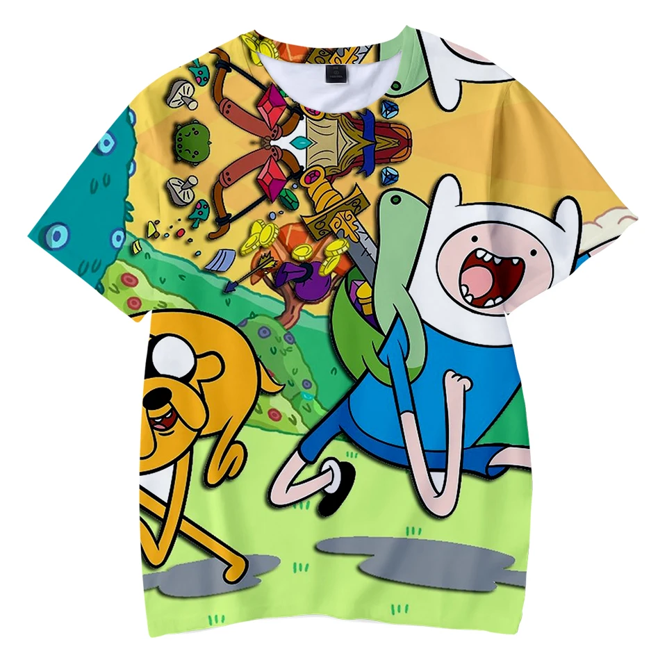 

Cartoon Anime T-Shirt Adventure Time 3D Printed Men Women Fashion O-Neck Short Sleeve T Shirt Oversized Hip Hop Tees Tops Unisex