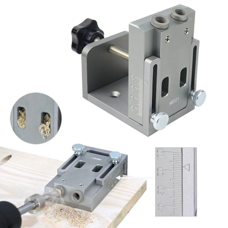 

Woodworking Pocket Hole Locator Jig Kit Wood Doweling Puncher with 9mm Step Dril 203F