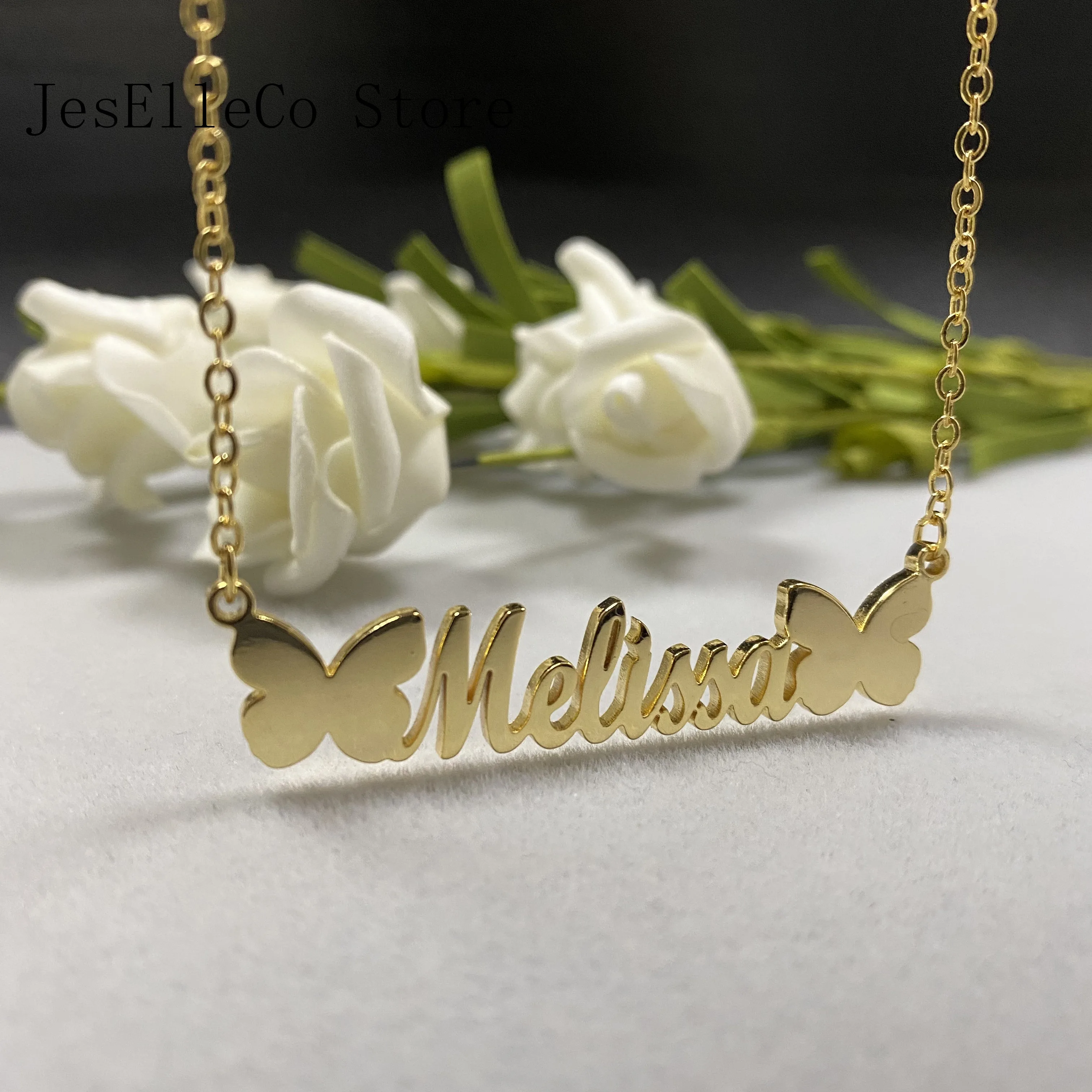 Цепь с плетением бабочка пользовательское имя ожерелье (для женщин). Цвета: