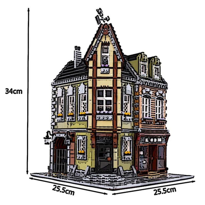 

MOC City Streetview Building Toys Victor's Lab Corner Shop Model Kids Christmas Gifts Building Blocks Bricks Birthday Gift Q0919