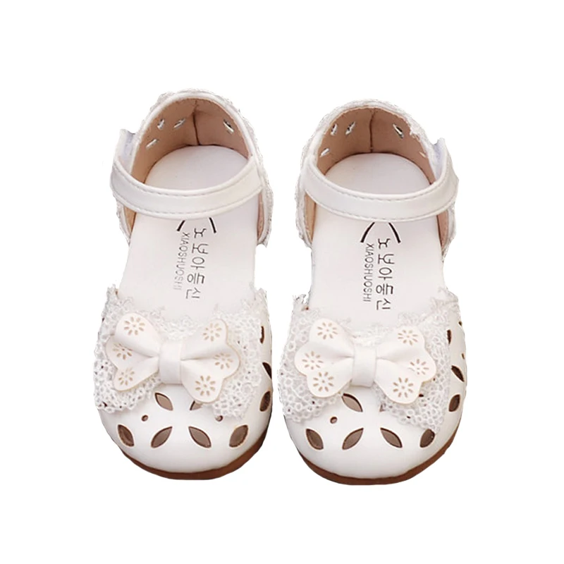 

Bekamille/Летние босоножки для девочек; кожаная обувь для маленьких девочек; повседневные милые сандалии с вырезами и бантом для малышей; цвет р...