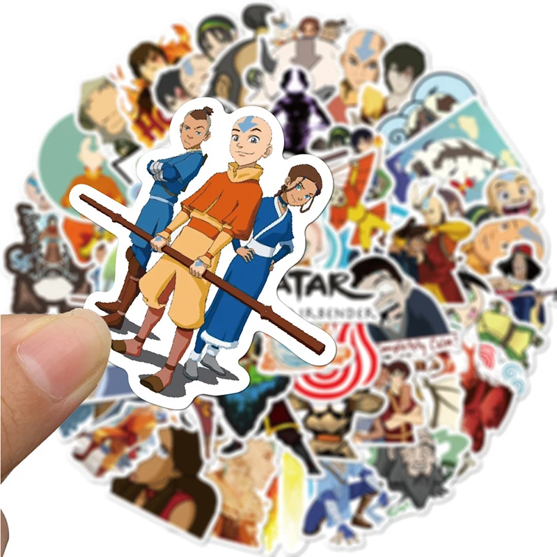 Pegatinas de Avatar The Last airdobler para ni&ntilde;os, papeler&iacute;a artesanal, PS4, Skateboard, port&aacute;til, guitarra, Pegatina de anim&eacute;, 50 Uds.-3