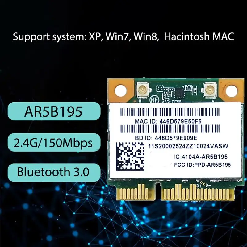 

AR5B195 Wireless Bluetooth 3.0 Network Card 2.4G 802.11N MINI PCI-E Network Card For Lenovo Laptop G480 G580 G780 Y480 Y580 Y570