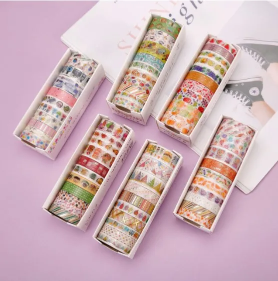 10 шт./компл. Золотая фольга Васи Лента Скрапбукинг Маскировочная лента 3 размера