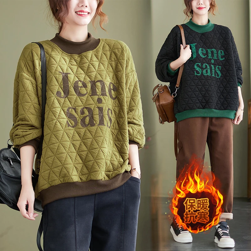 

Женский винтажный пуловер, парки с капюшоном, лоскутный пуловер, лоскутный женский свитер, большие размеры, 2021