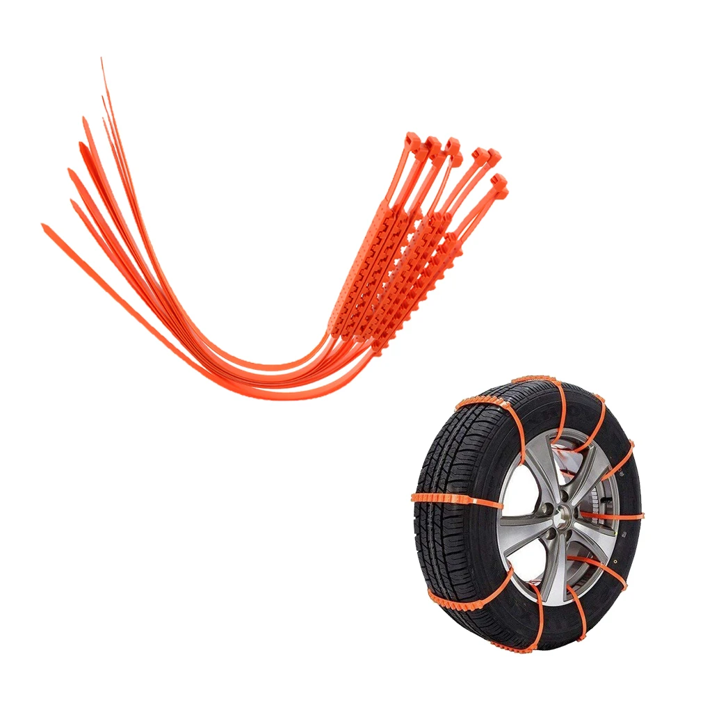 10 PCS Snow Tire Chain Anti-slip Chains For Car Truck SUV Emergency Security Winter Driving,Adjustable Zip-tie