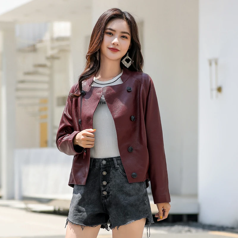 

100% Sheepskin Leather Women's Coats Genuine Leather Jackets for Women Motorcycle Female Jacket Chaqueta Cuero Mujer Zjt2661