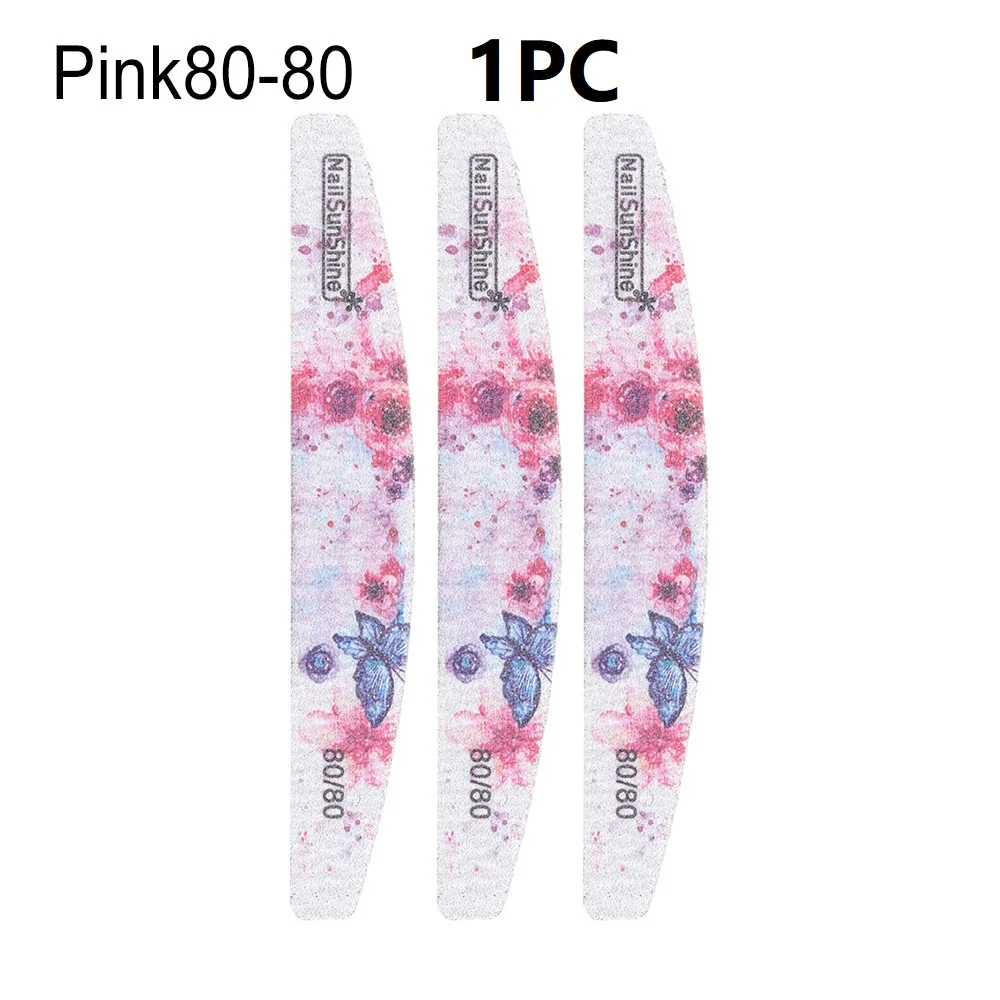Pink80-80 Моющаяся полировка шлифовальная губка Двусторонняя пилка для ногтей буферный триммер буферный Лайм инструменты для дизайна ногтей Маникюр Уход за ногтями - Цвет: Pink80-80