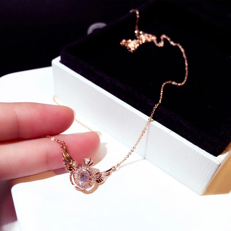 

2020 Hot Fashion Super Shine Zircon Angle Wing Necklace for Women Luxury Rhinestone Stylish Choker