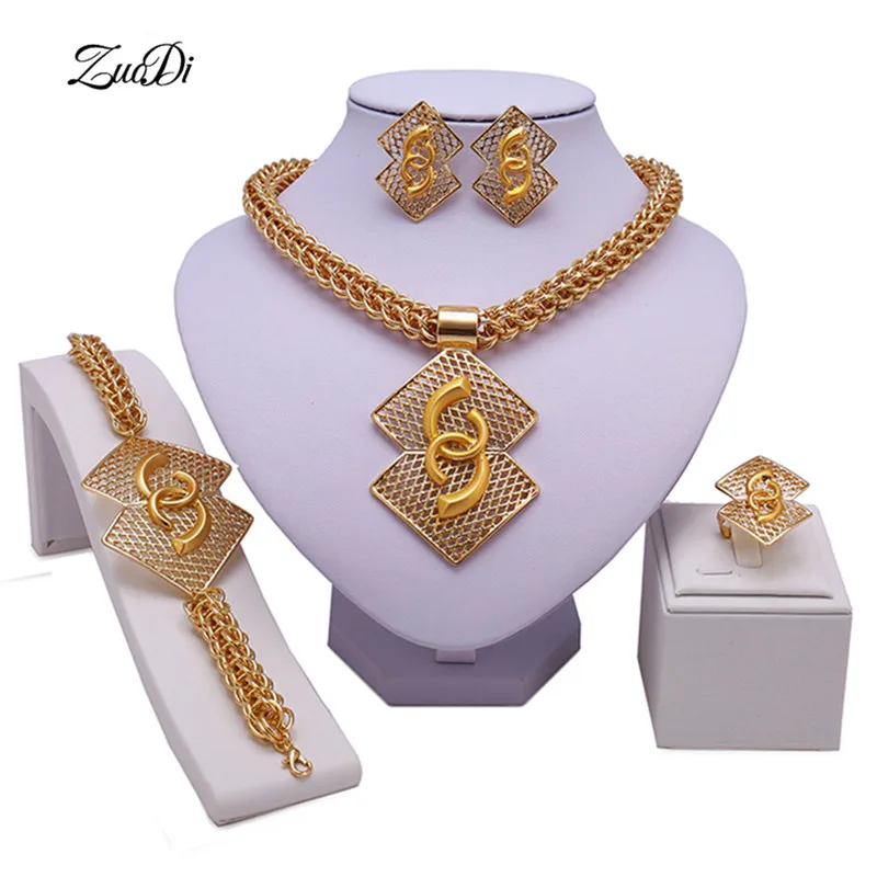 

ZuoDi Fashion african beads Jewelry Set Nigerian wedding woman accessories Jewelry set Dubai Gold-colorful jewelry set Wholesale