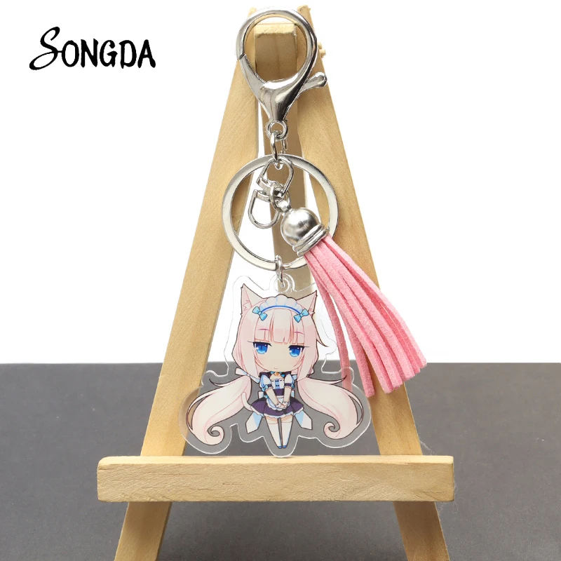

Japanese Anime Nekopara Tassel Acrylic Pendant Keychain Holder Cartoon Key Chains Keyrings for Bag Car Wholesale Jewelry Gifts