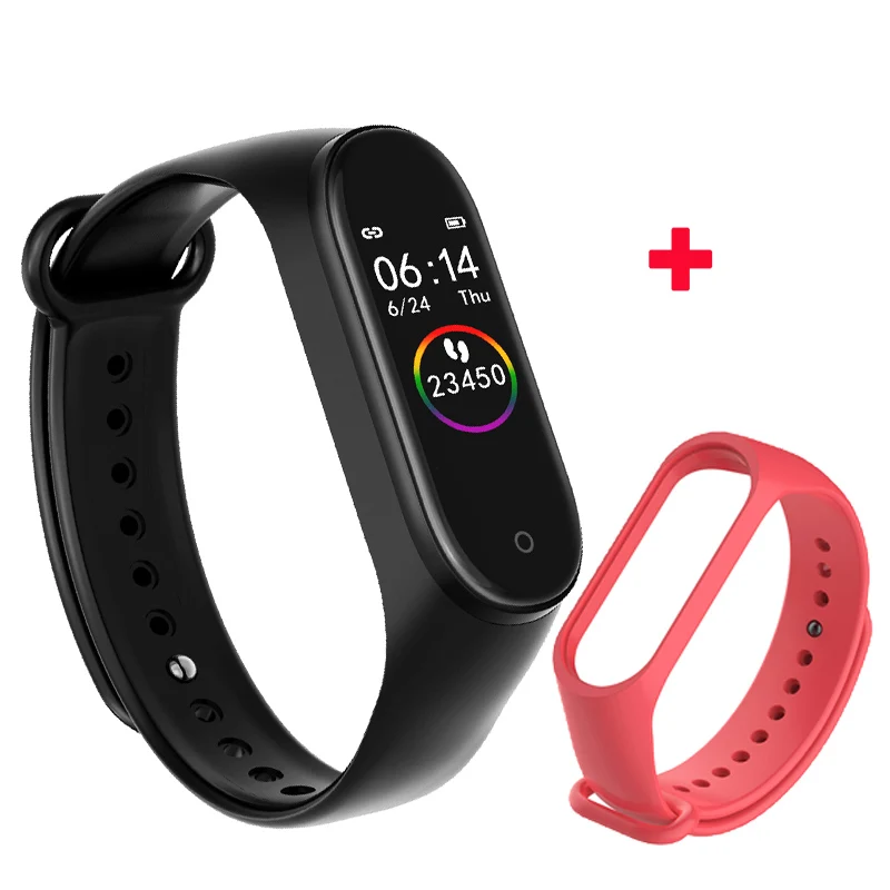 black red Фитнес-браслет Fentorn M 4, монитор сердечного ритма, кровяного давления, Bluetooth, смарт-браслет, часы для Xiao Mi Band, Android, IOS, телефон - Цвет: black red