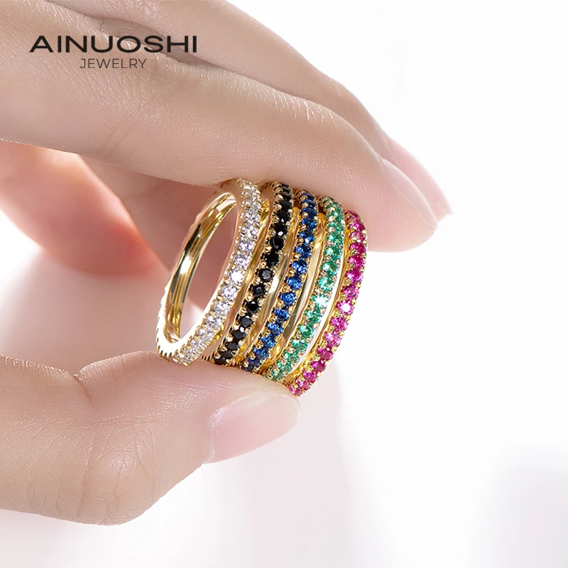 

Обручальные кольца AINUOSHI для женщин, серебряные кольца с искусственным бриллиантом для свадьбы, 1,4 мм