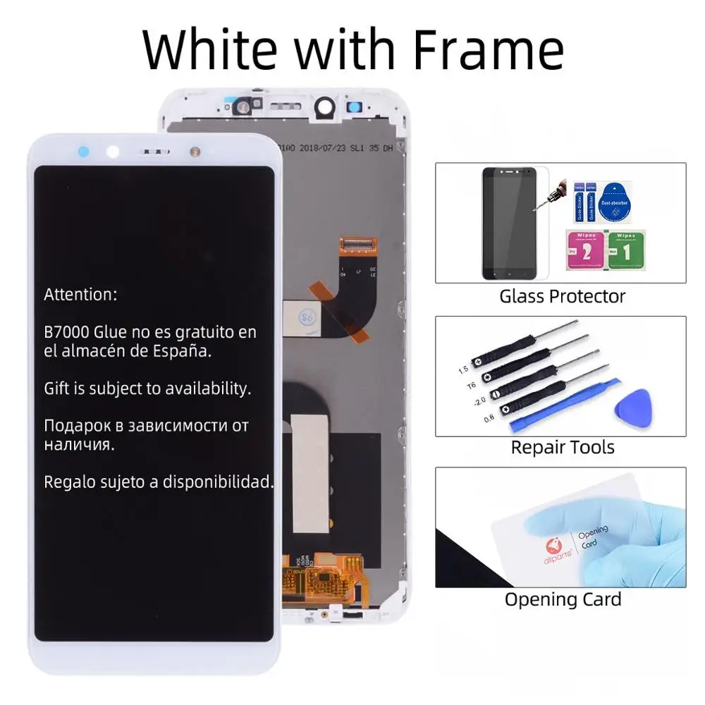Дисплей для XIAOMI Mi A2 6X LCD в сборе с тачскрином на рамке 5.99'' черный белый - Цвет: with Frame White